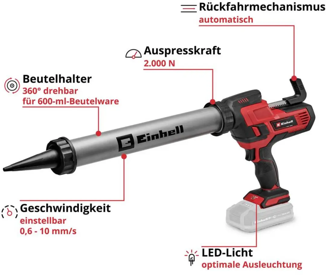 Einhell TE-SG 18/600 B Li Accu Kitspuit - Solo - afbeelding 3 van 6