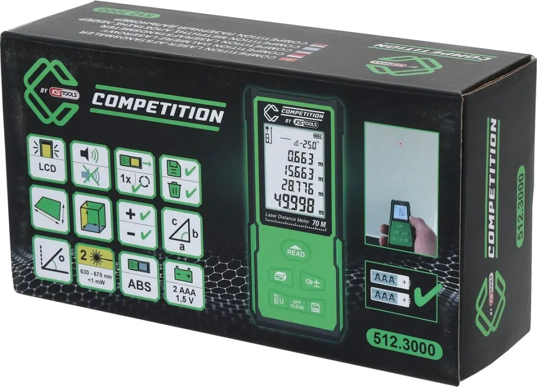 KS Tools COMPETITION Laserafstandsmeter 512.3000 - afbeelding 2 van 6