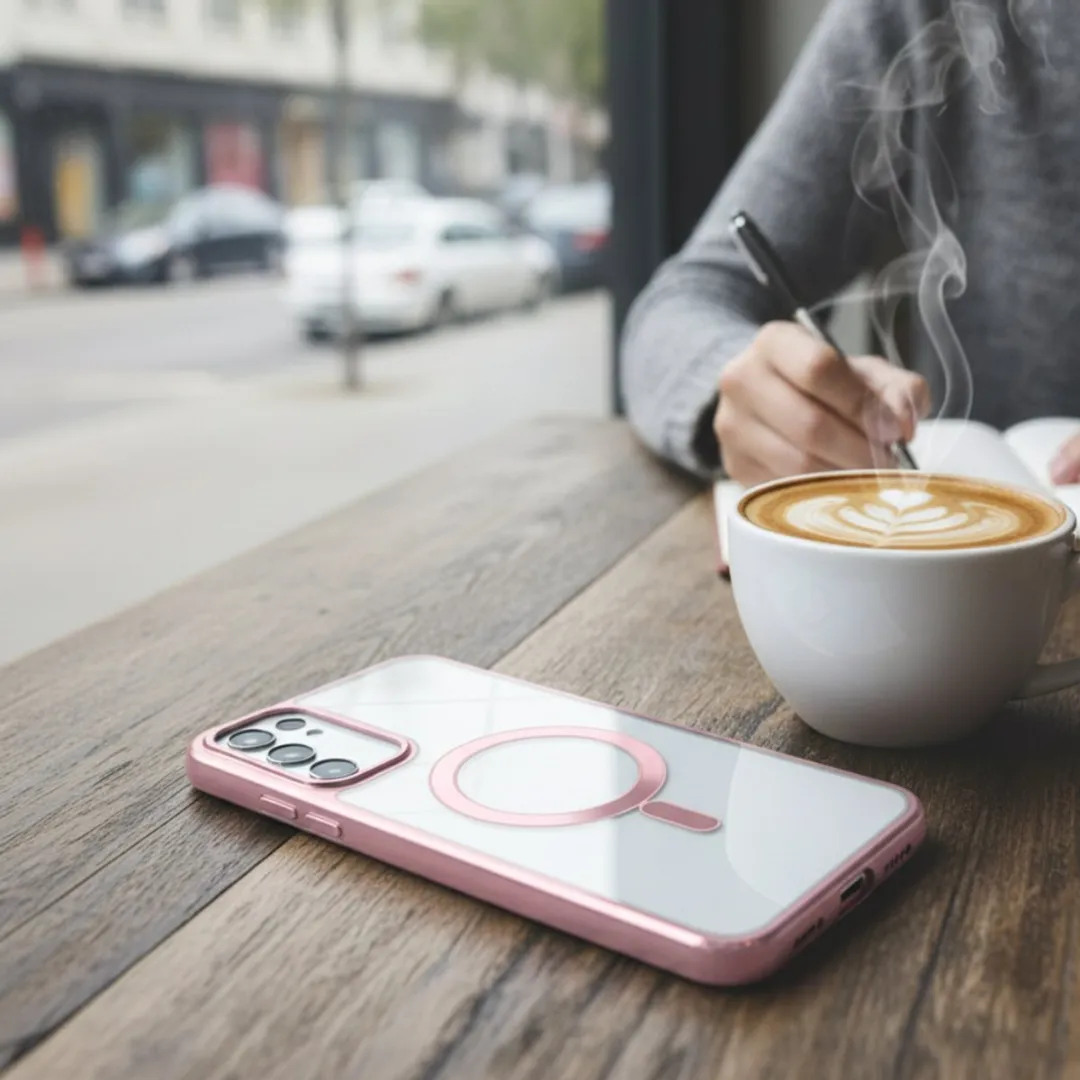 NuveX Telefoonhoesje Samsung Galaxy A56 MagSafe Roze Transparant