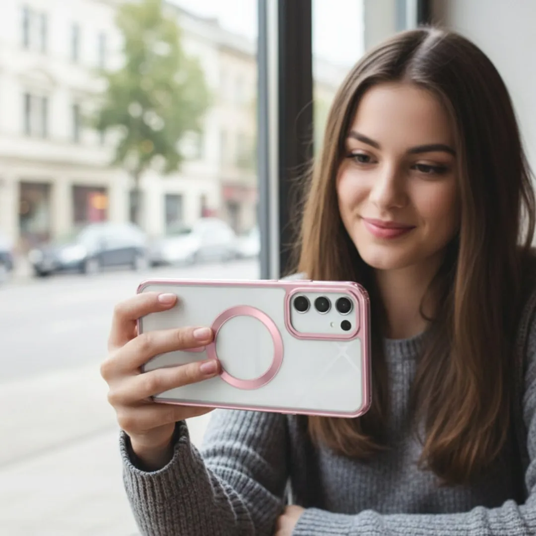 NuveX Telefoonhoesje Samsung Galaxy A56 MagSafe Roze Transparant