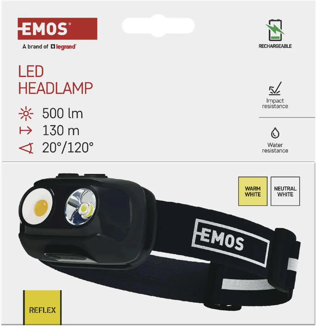 Emos P3542 Oplaadbare LED Hoofdlamp 500 lm - afbeelding 4 van 6