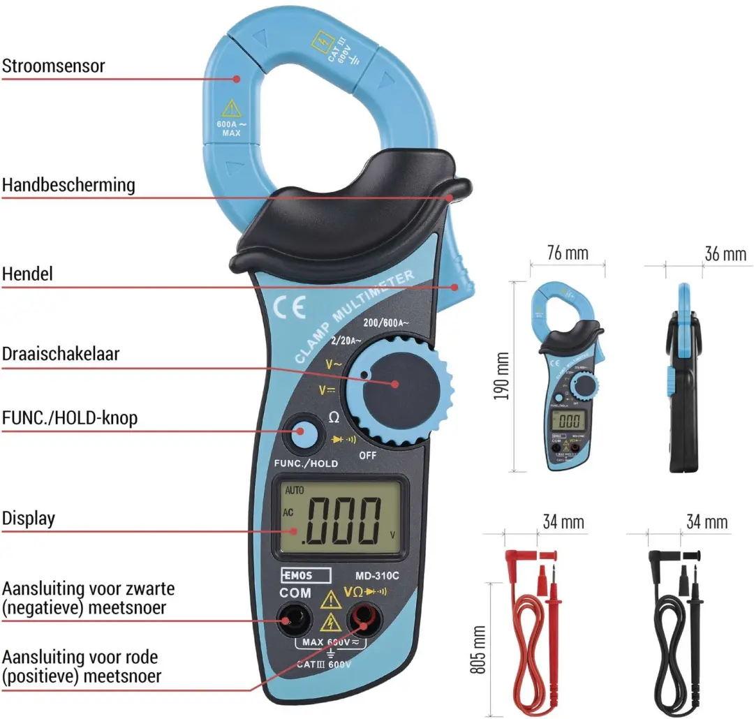 EMOS MD-310C M0305N Tangmultimeter - afbeelding 6 van 6