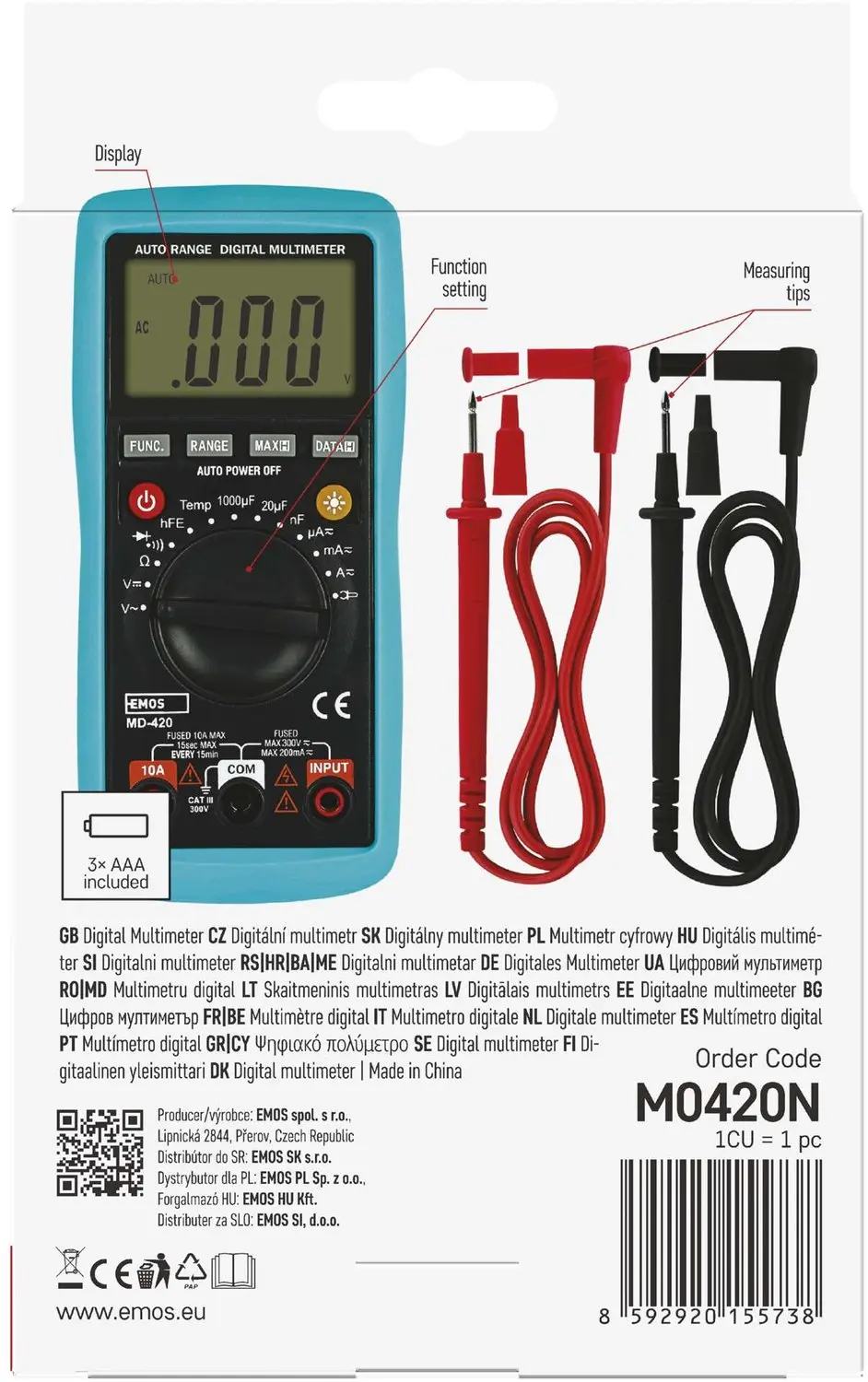 EMOS MD-420 Multimeter - M0420N - afbeelding 3 van 6