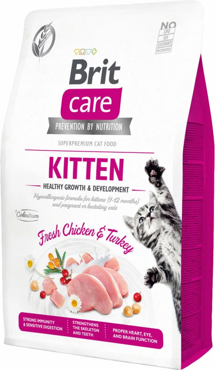 Brit Care Kitten Kalkoen & Kip Gezond Groei Kattenvoer 2kg