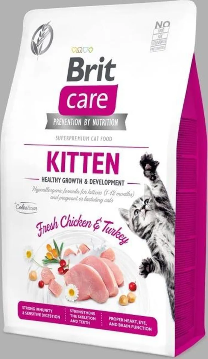 Brit Care Kitten Kalkoen & Kip Gezond Groei Kattenvoer 2kg