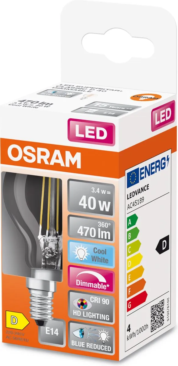 Osram E14 LED Lamp 3.4W 4000K - 300° Dimbaar Helder - afbeelding 6 van 6