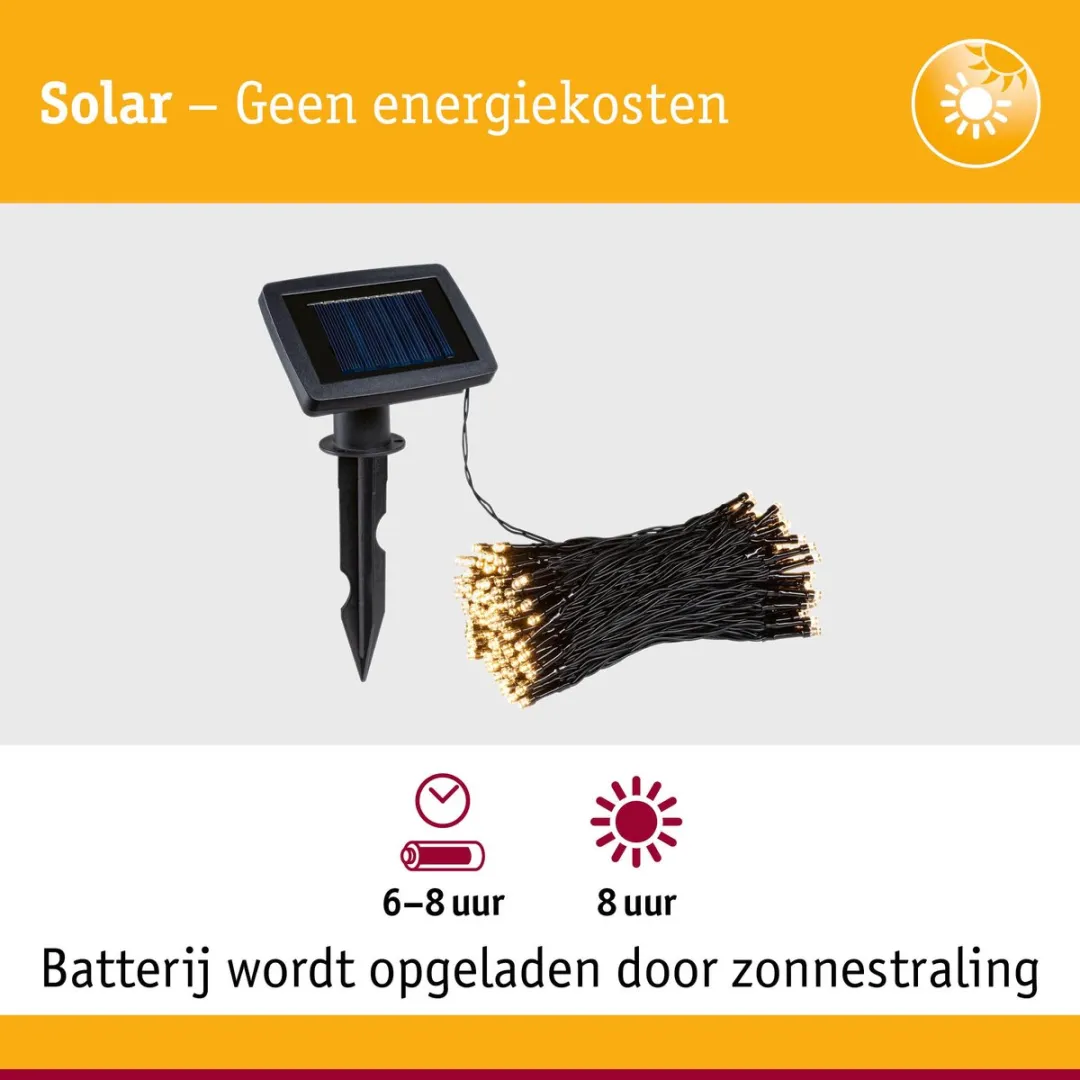 Paulmann Solar LED-lichtketting Aurinka IP44 3000K - 200x6lm Zwart