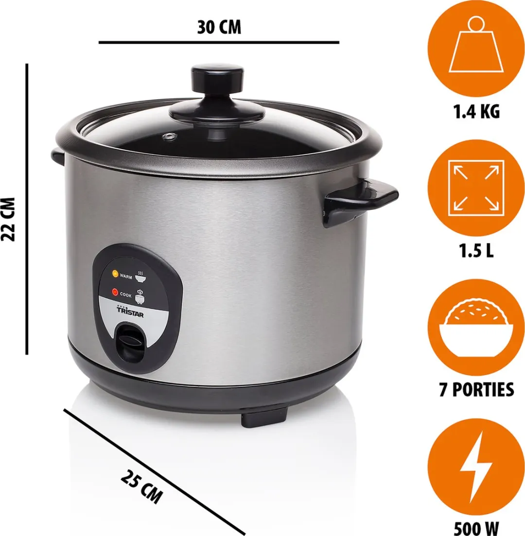 Tristar RK-6127 Rijstkoker 1.5L - 10 Porties - 500W
