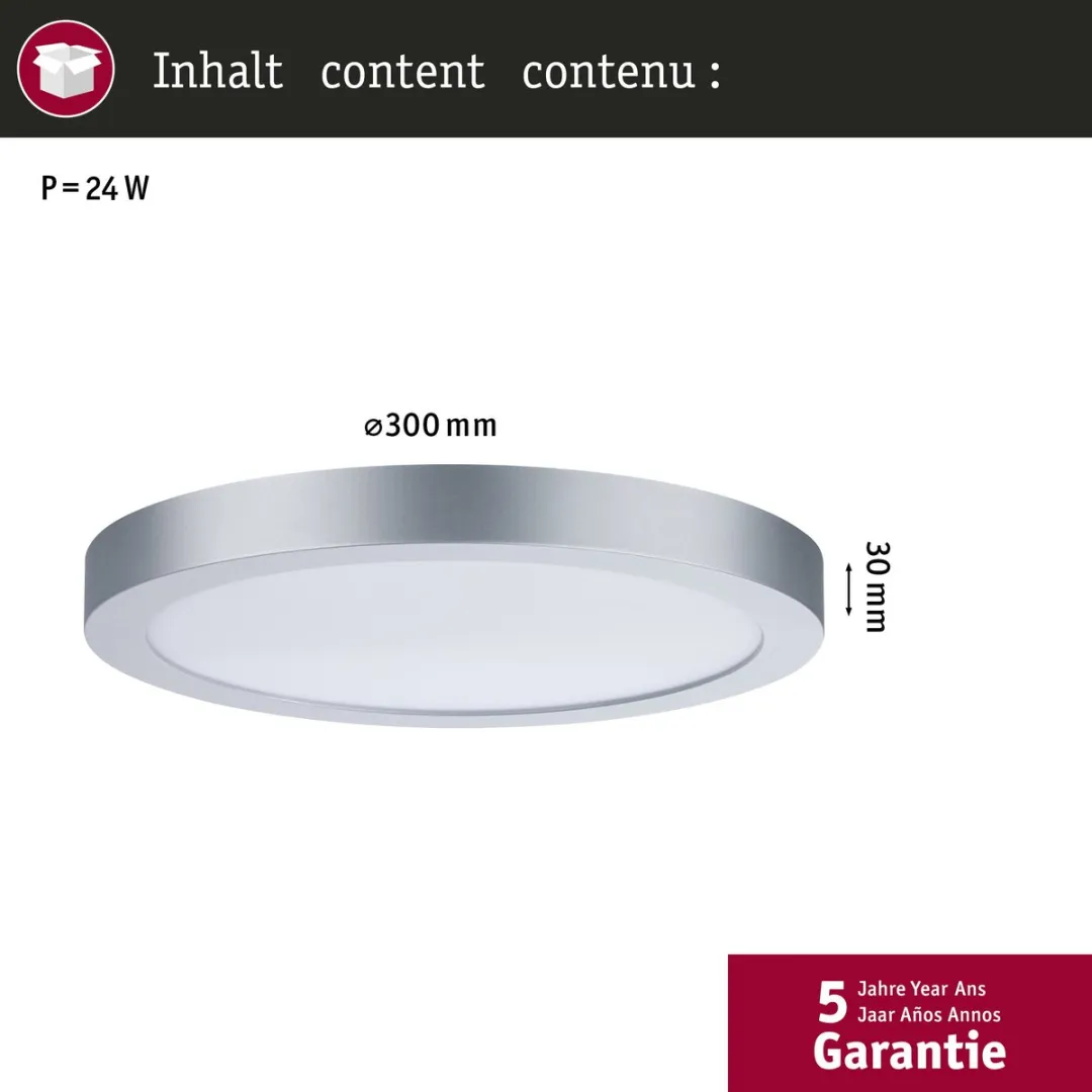 Paulmann LED-paneel Abia Rond 300mm 22W - 2200lm 2700K - Chroom mat - afbeelding 6 van 6