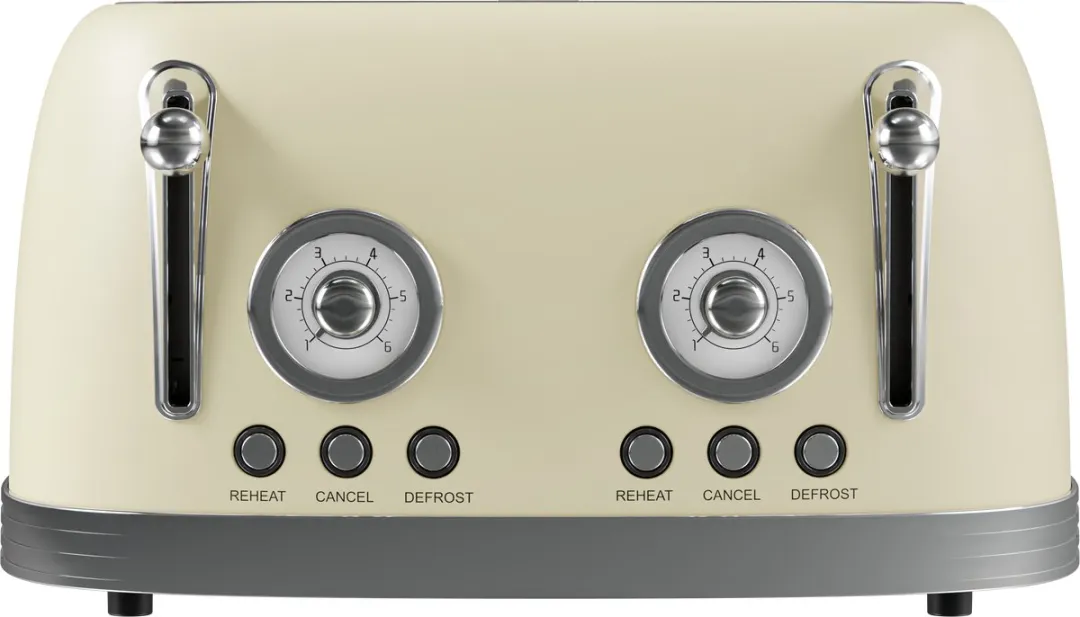 KitchenBrothers Retro Broodrooster KB1004167 - 815W - 4 Extra Brede Sleuven