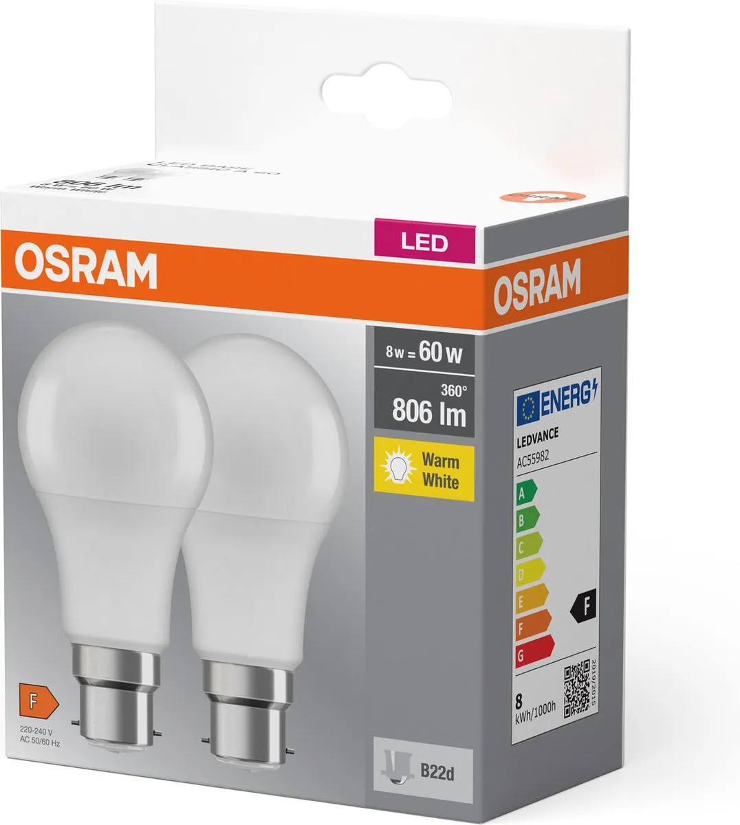 Osram LED Basis A60 B22d 8,5W - 2700K Mat