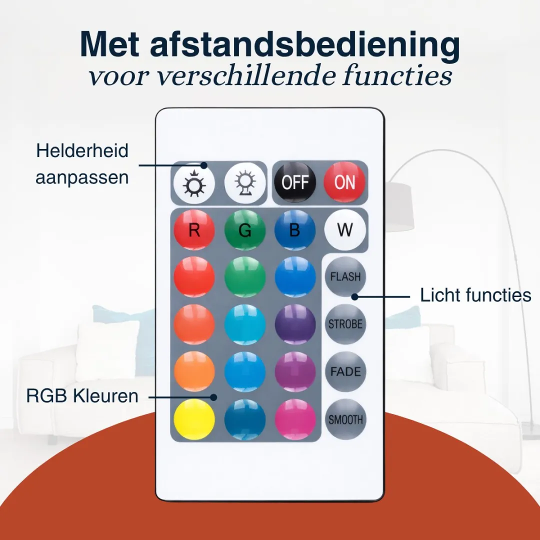 Grundig LED Vloerlamp 120cm RGB - 100 LED's - Zwart