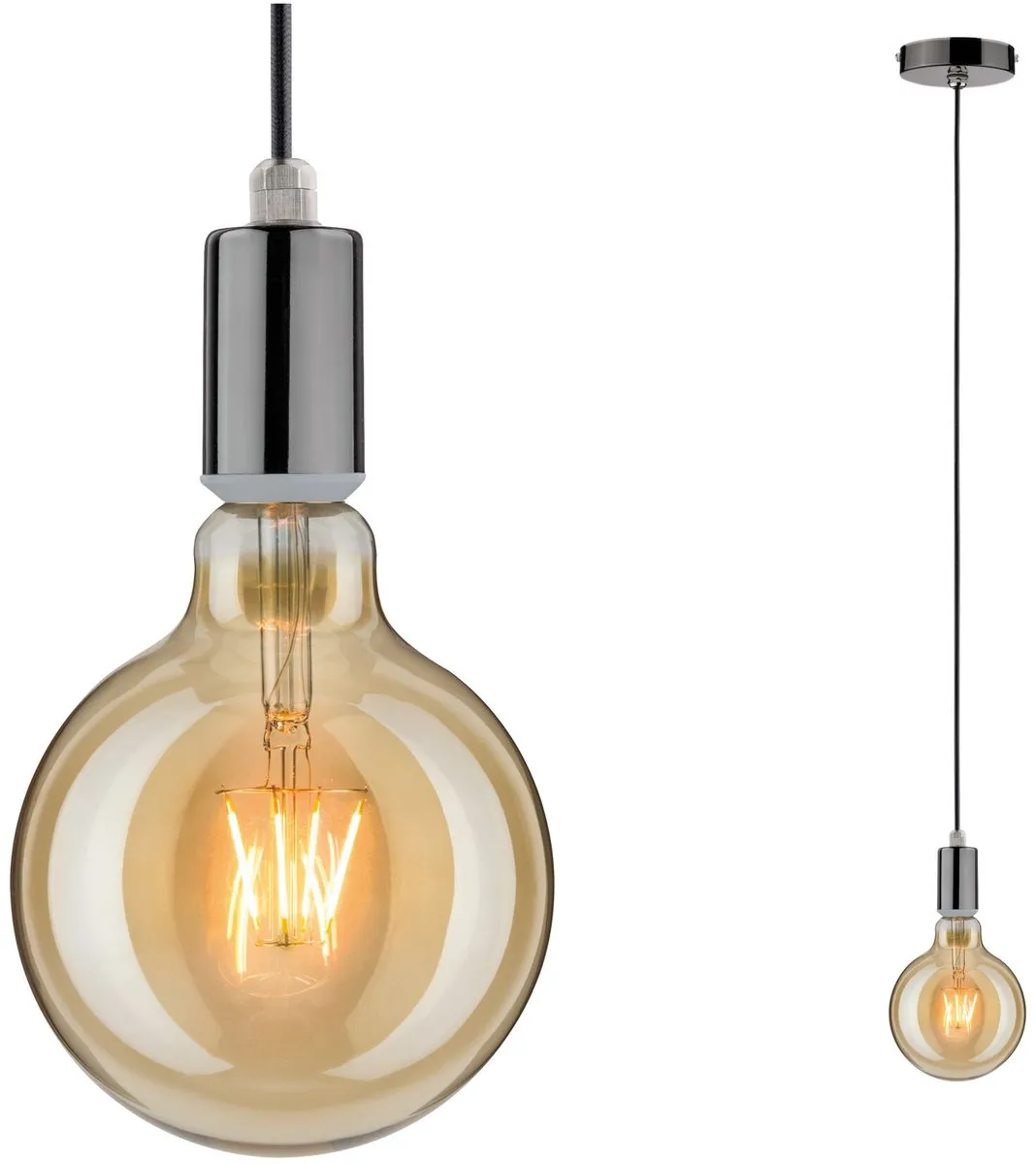 Paulmann Larus Hanglamp E27 60W - Black chroom