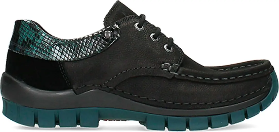 Wolky Veterschoenen Fly zwart/petrol nubuck