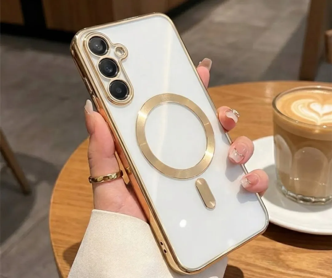 NUVEX Transparant Goudkleurig Hoesje Samsung Galaxy A34 MagSafe