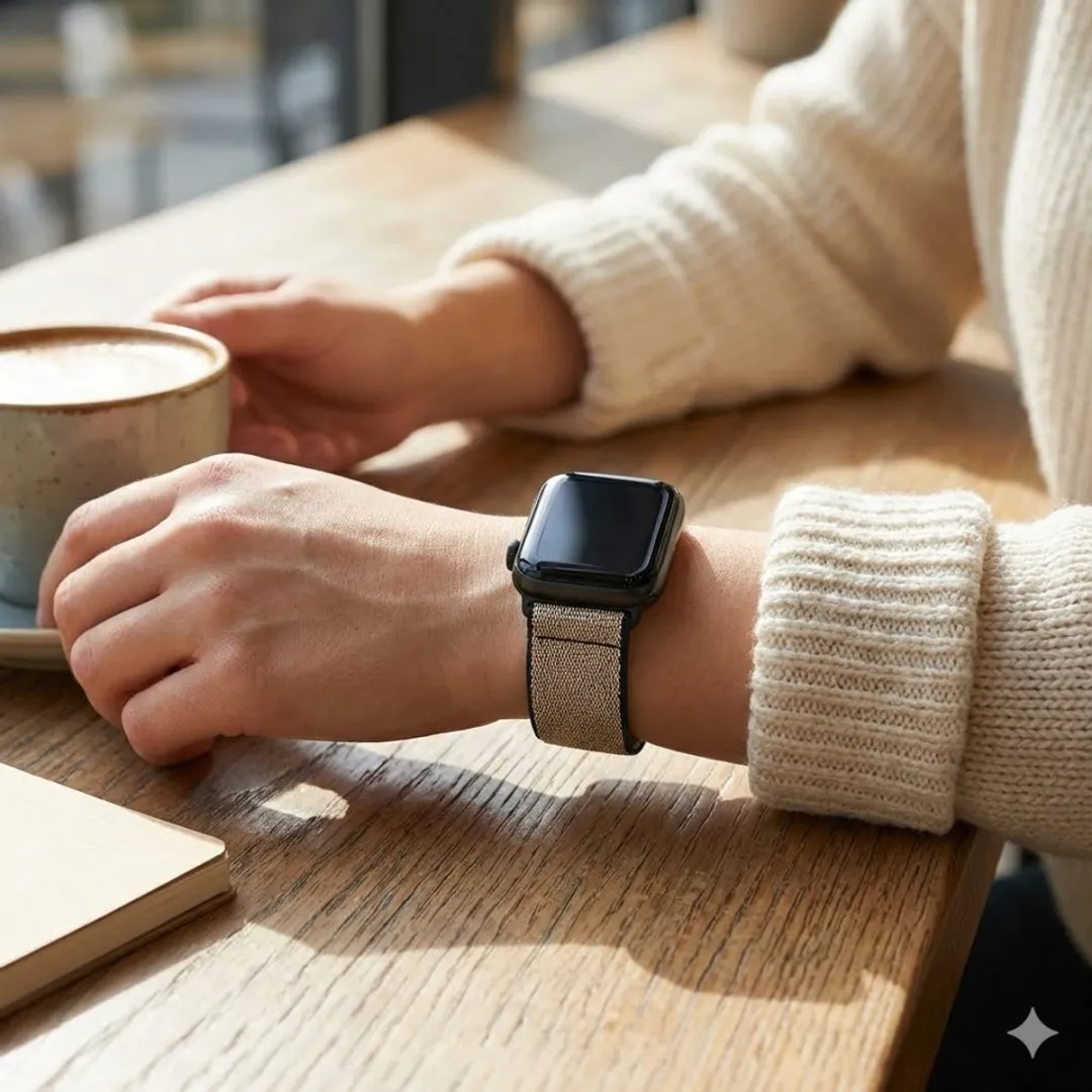 NUVEX Roségoud Nylon Apple Watch Band - One Size - Roos goud