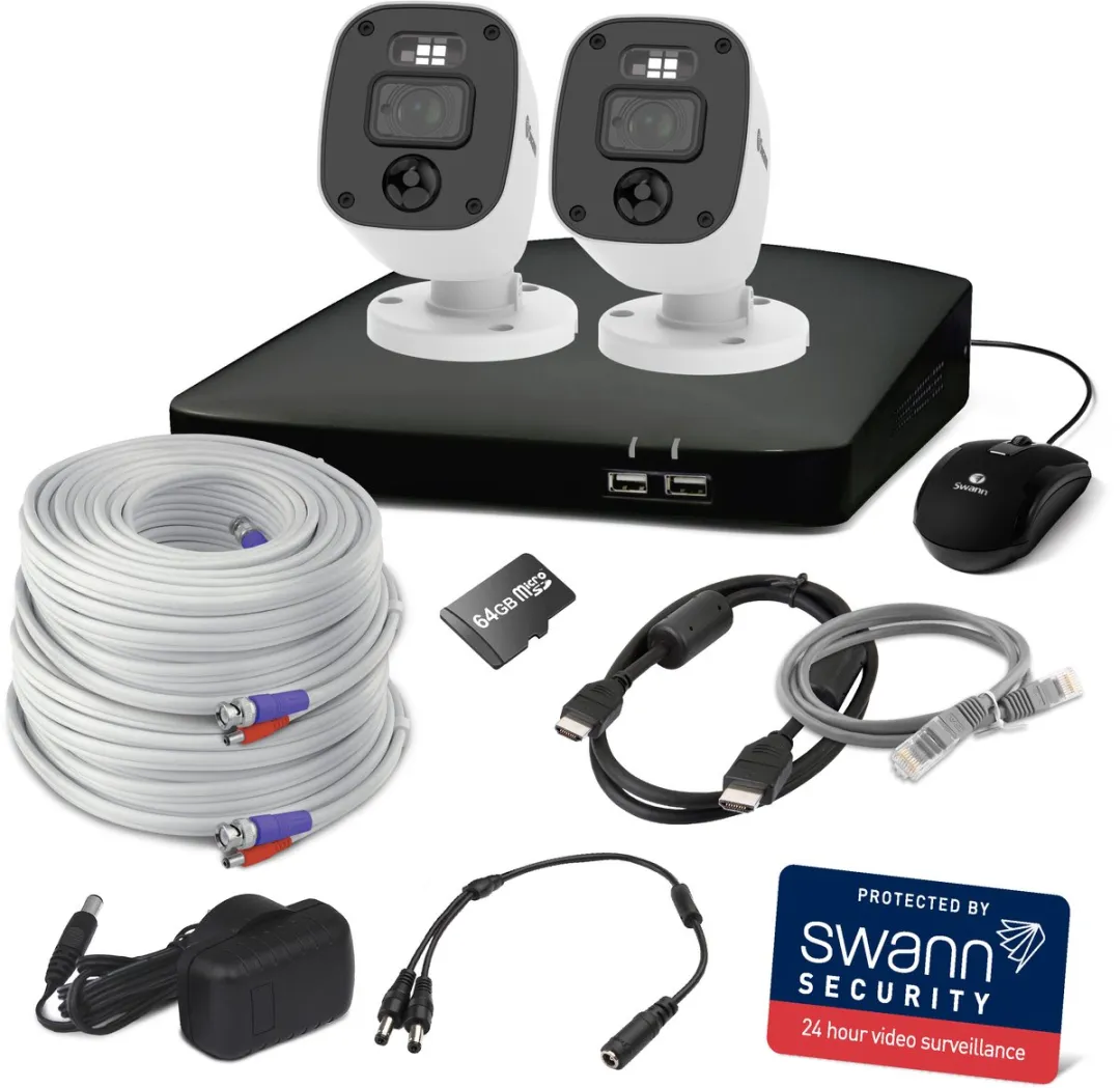 Swann Swannforce SWDVK-446852MQB-EU Beveiligingscamera - 2x PRO-1080MQB - 4-Kanaals DVR - 64GB SD - Wit