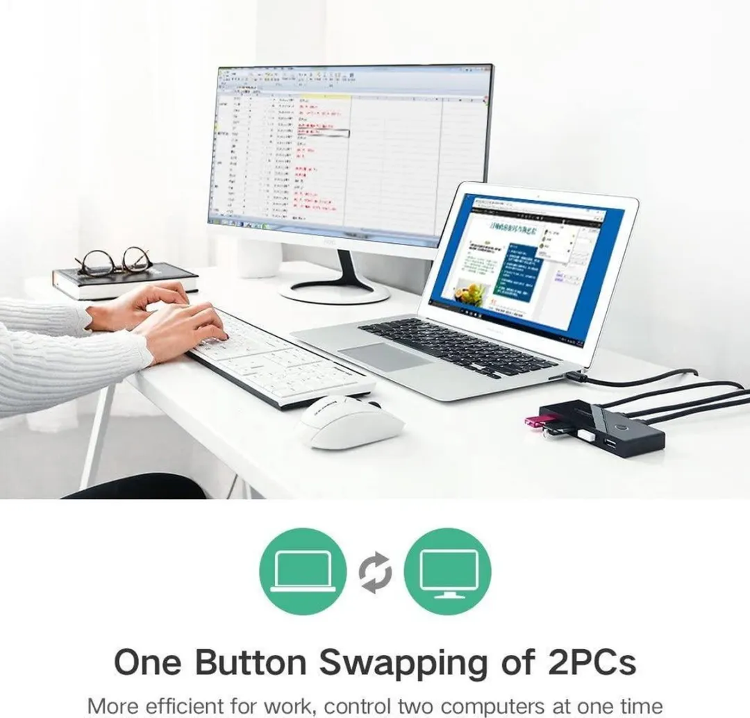UGREEN UGR-30767 USB 2.0 Sharing Switch - 4 Poorten - Zwart - afbeelding 6 van 6