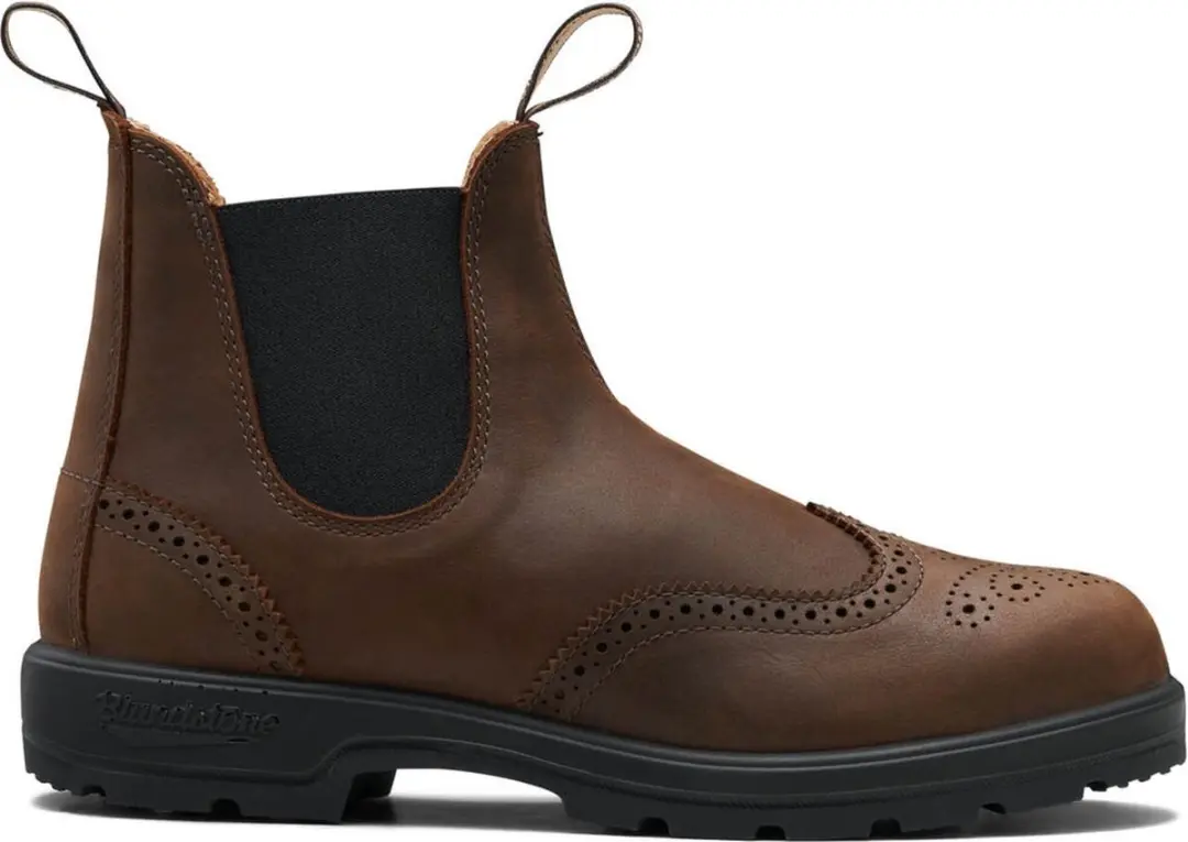 Blundstone Chelsea Boots #2444 Brogued Antique Brown Leather (Classics Series) B