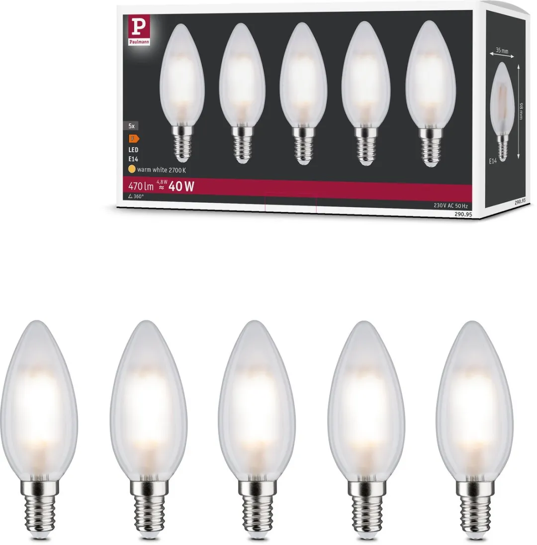 Paulmann Filament LED Kaars E14 5x470lm 2700K Mat