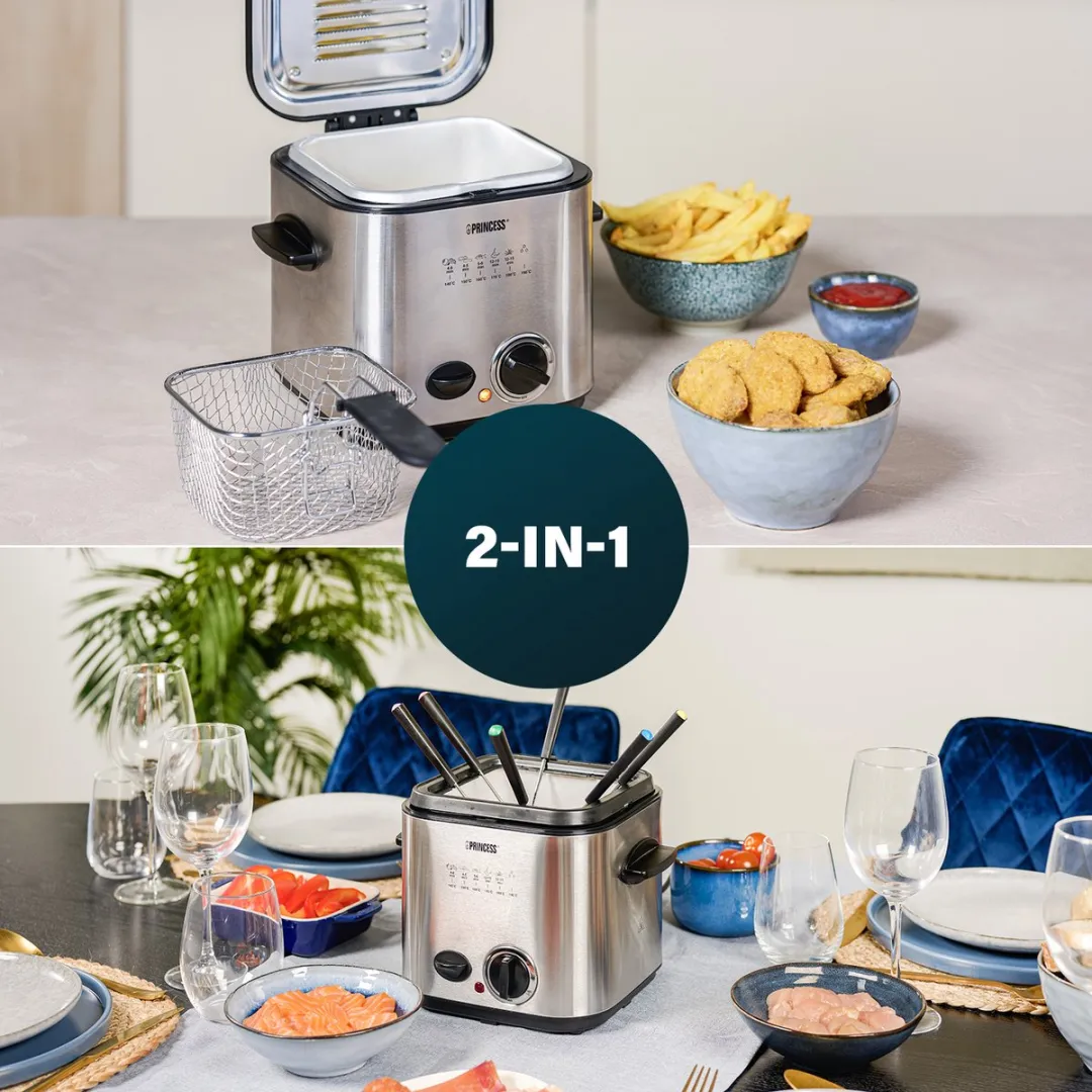 Princess Mini Friteuse & Fondue 182611 - 1.2L 840W - RVS