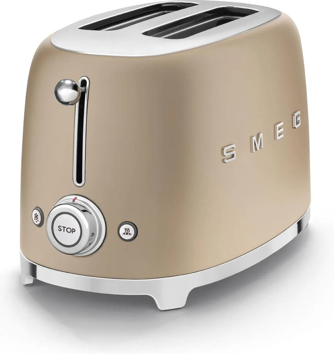 Smeg TSF01CHMEU Broodrooster - 2x2 - 950W - Mat Champagne
