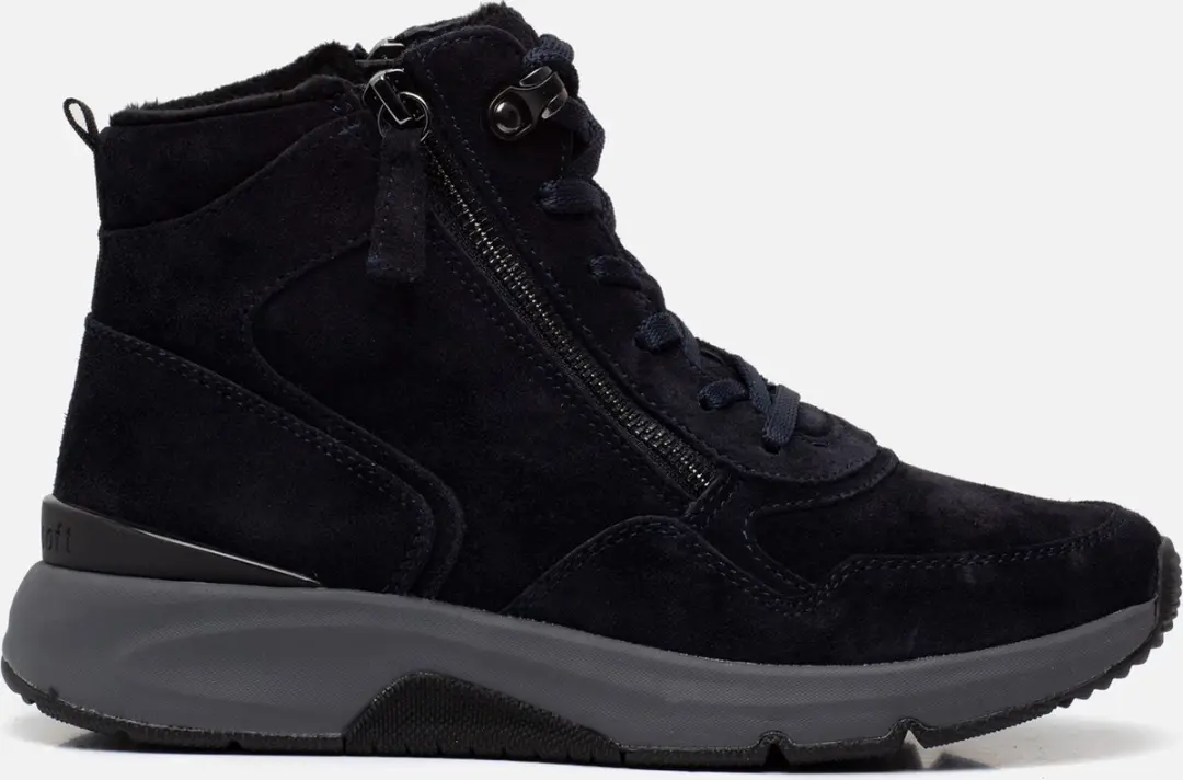 Gabor Rollingsoft Veterboots blauw Suede