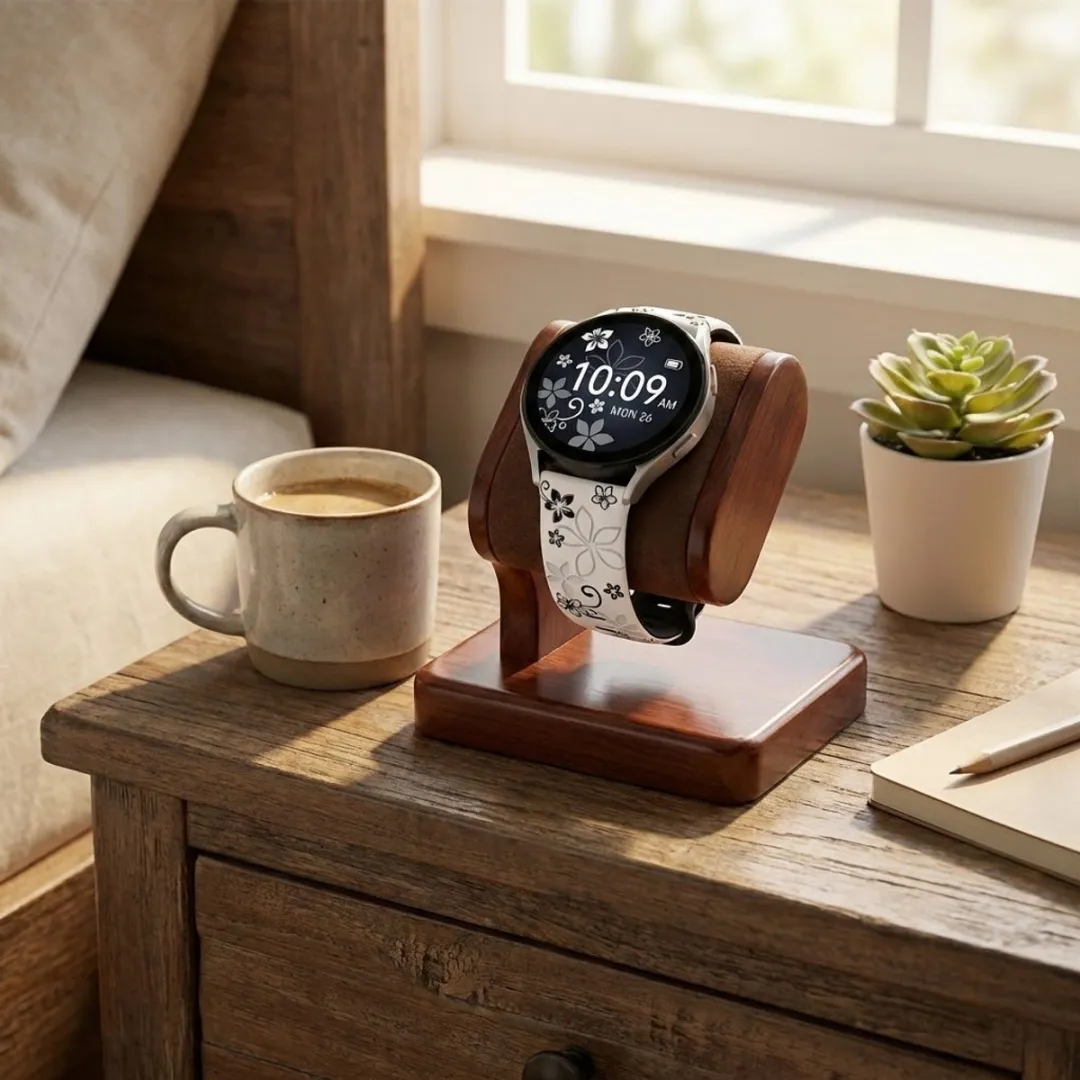 NUVEX Sterrenlicht Zwart Silicone Horlogeband 22mm - Bloemenpatroon