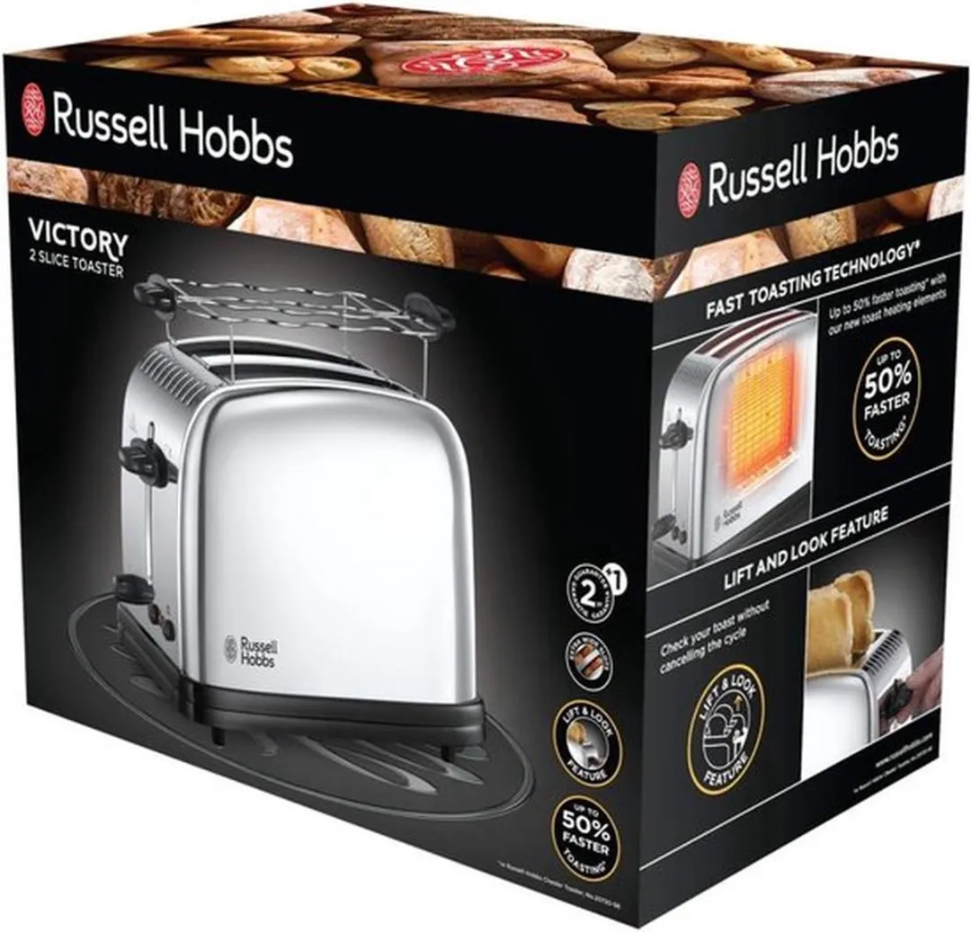Russell Hobbs Victory 23310-56 Broodrooster 2 Sneden 1670W - RVS/Zwart