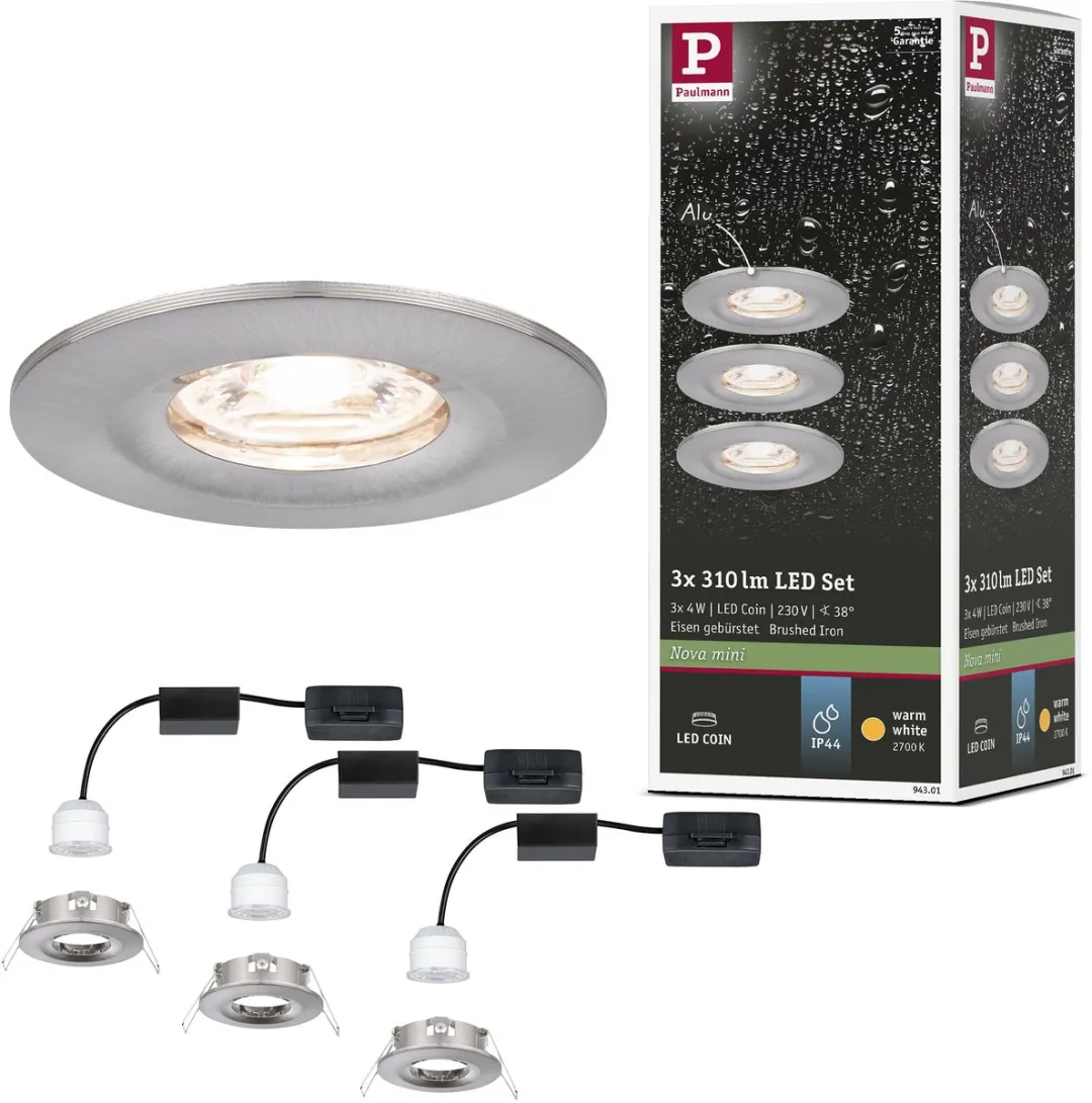Paulmann Nova Mini Coin Basisset LED-inbouwlamp 3x4W 310lm 2700K
