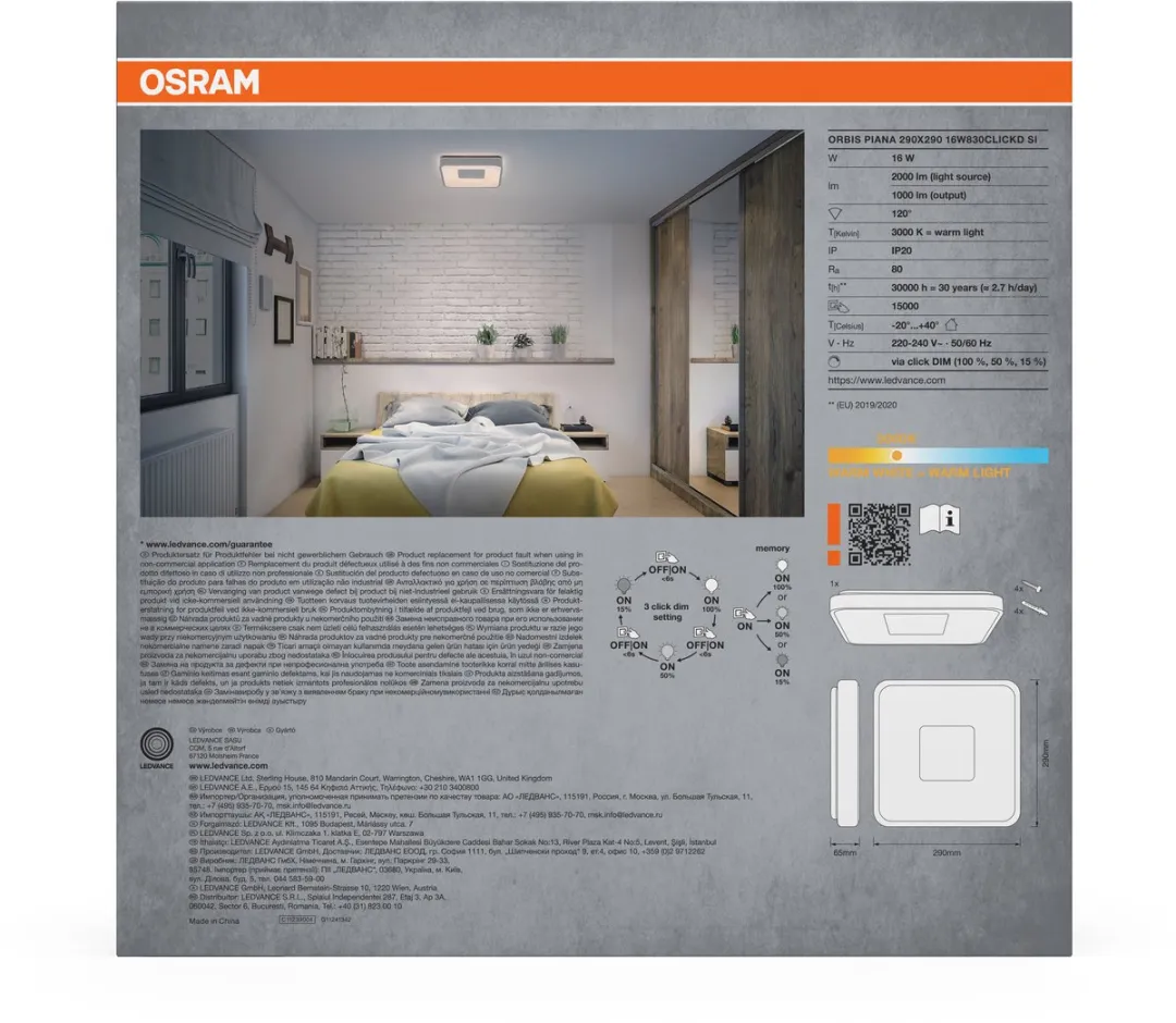 Osram Orbis Piana LED Plafondlamp 290mm 16W 3000K - Zilver