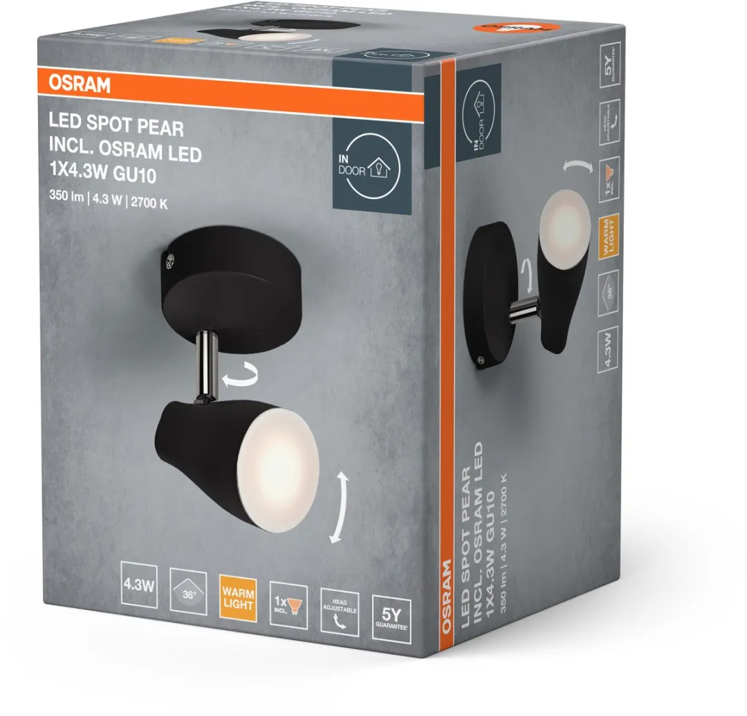 Osram LED Spot Pear Plafondspot 4,3W 210lm - Zwart