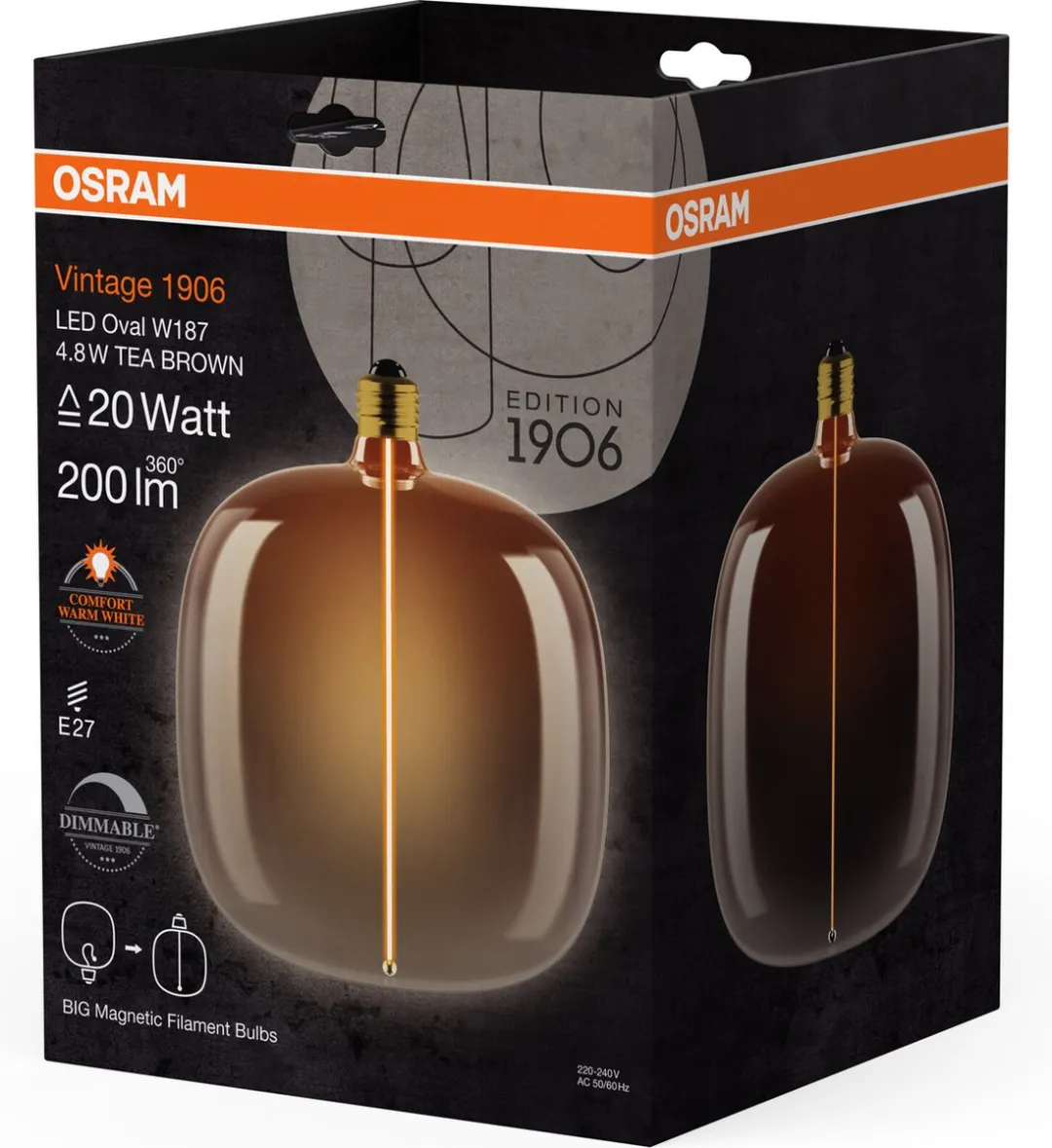 Osram Vintage 1906 Big Oval LED Lamp - 4,8W 200lm E27 - Warm wit 1800K