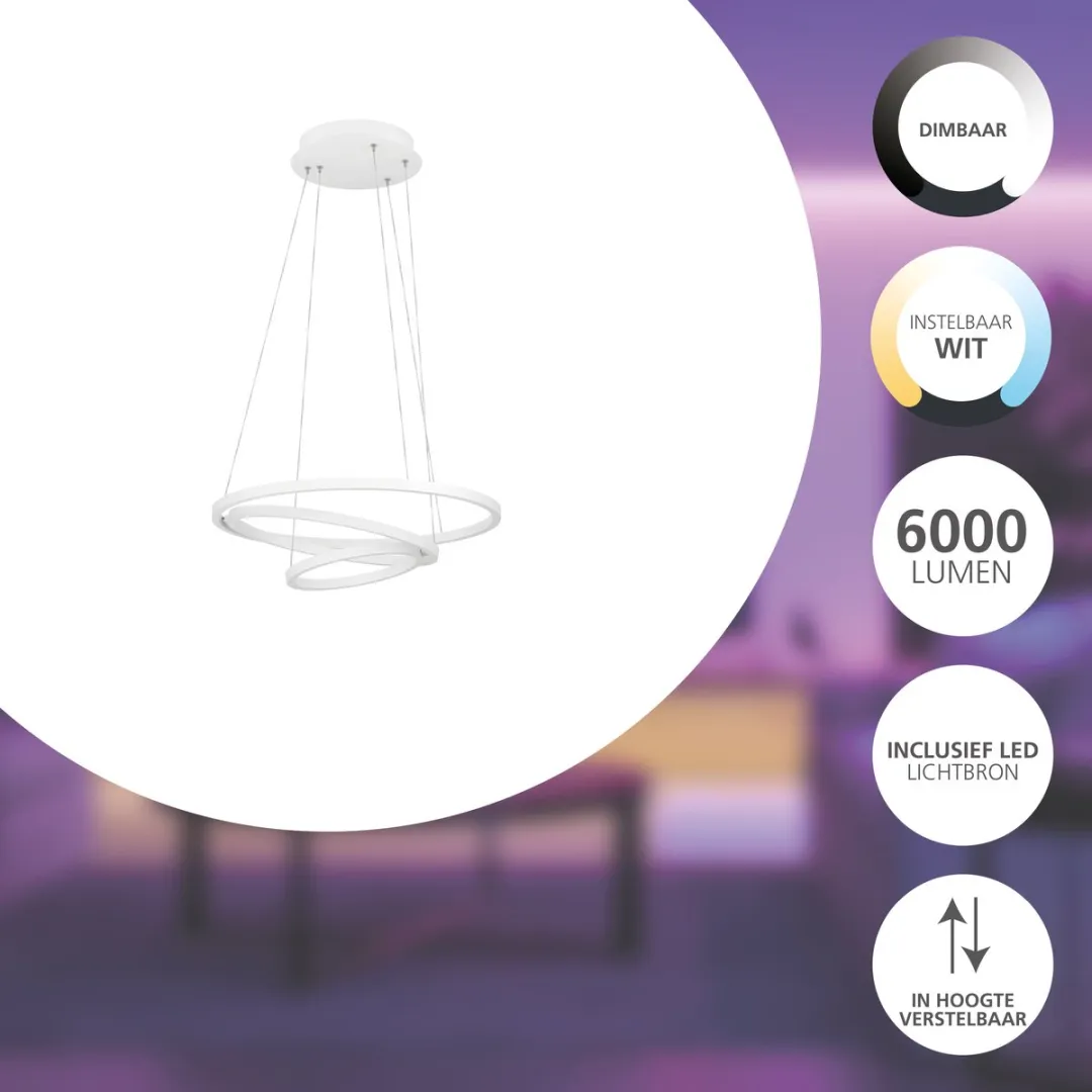 EGLO connect.z Lobinero-Z Smart Hanglamp Ø58cm - Wit - Zigbee