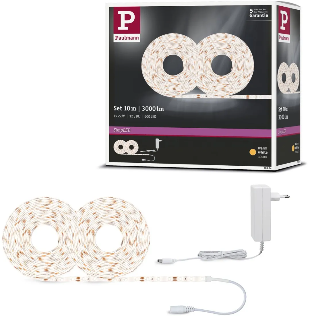Paulmann SimpLED LED Strip 10m Warm Wit 3000K - 22W