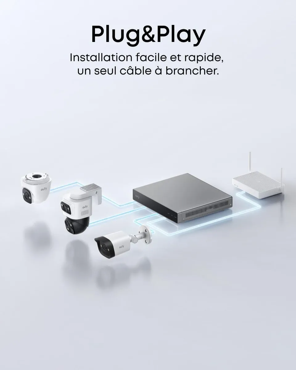 eufy Security PoE Bullet CCTV Camera E40 Add-On 2-pack, Wired Outdoor Surveillance, 4K UHD, 122° FOV, F1.6 Color Night Vision, 24/7 Recording, Person/Vehicle/Pet AI Detection, Red & Blue Lights, IP67