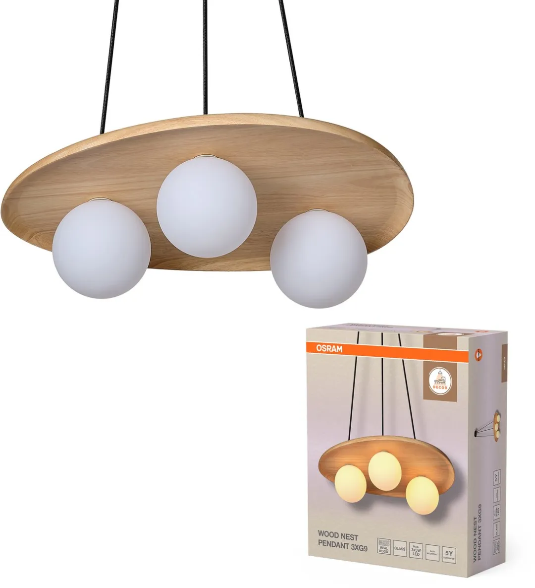 Osram Decor Houten Nest LED Hanglamp - Bruin