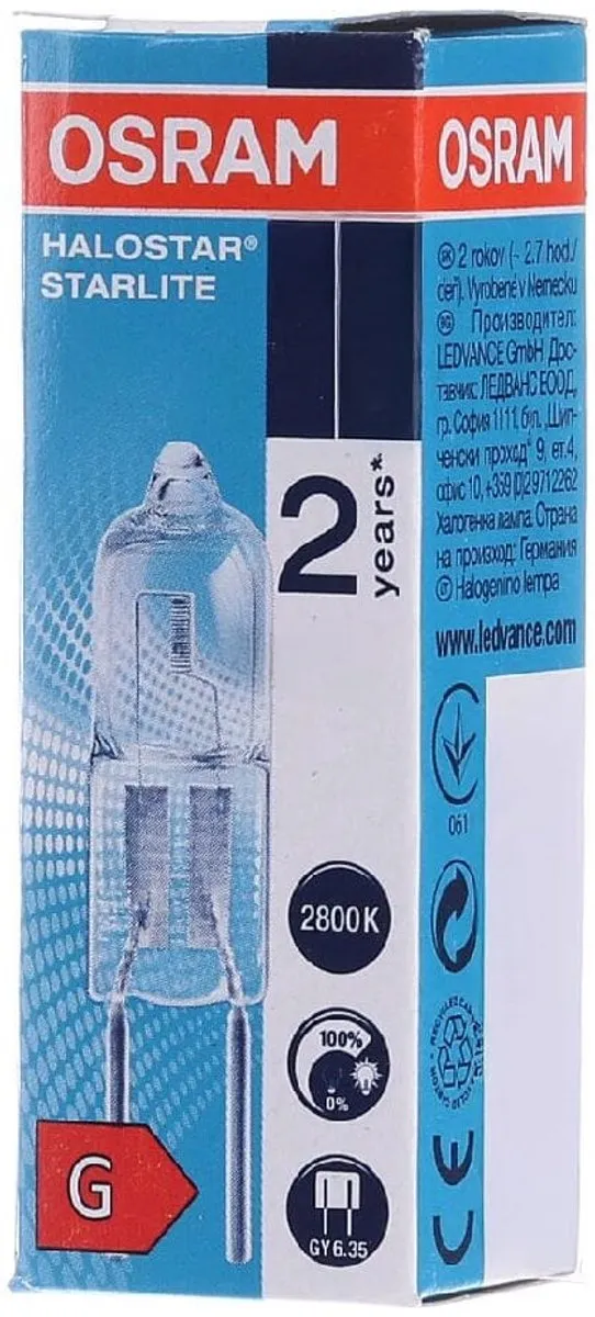 Osram GY6.35 Halogeenlamp 90W 3000K - Warm Wit
