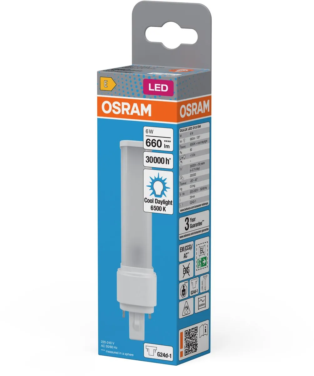 Osram Dulux LED G24d 6W 660lm 6500K Mat - 30.000 uur