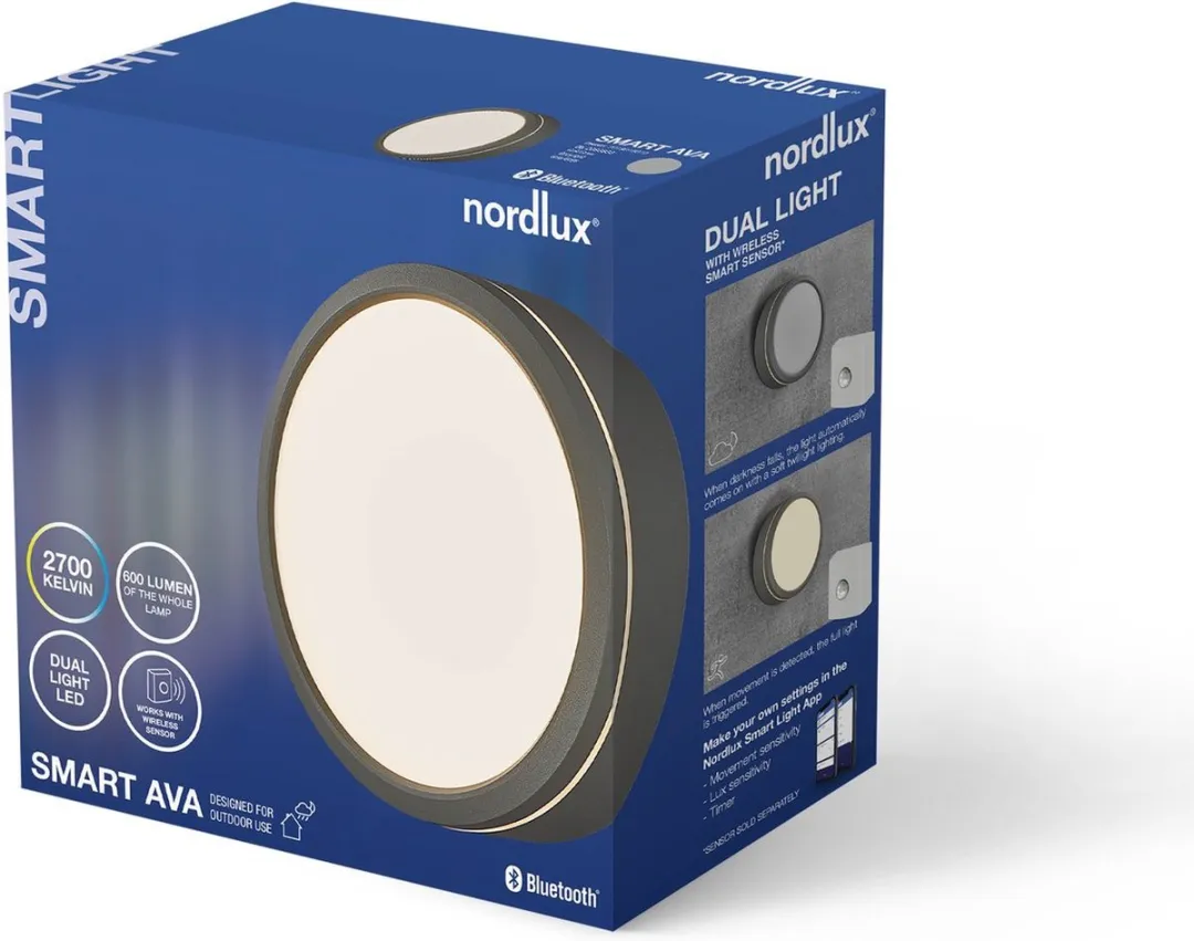 Nordlux Ava-plafondlamp-smart-IP54-grijs