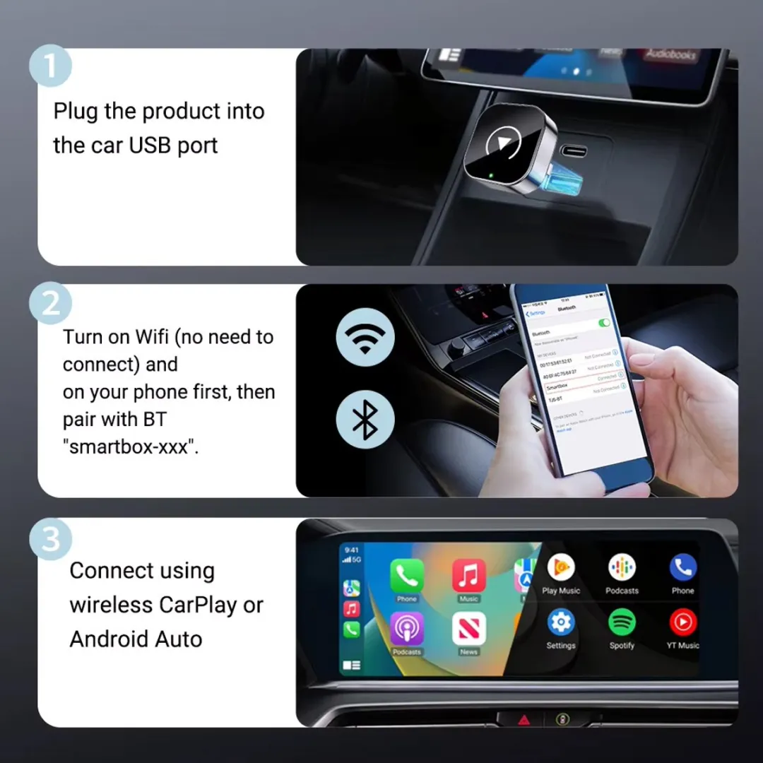 RedParrot Plugandplaycarplay CarPlay & Android Auto Adapter - Zilver