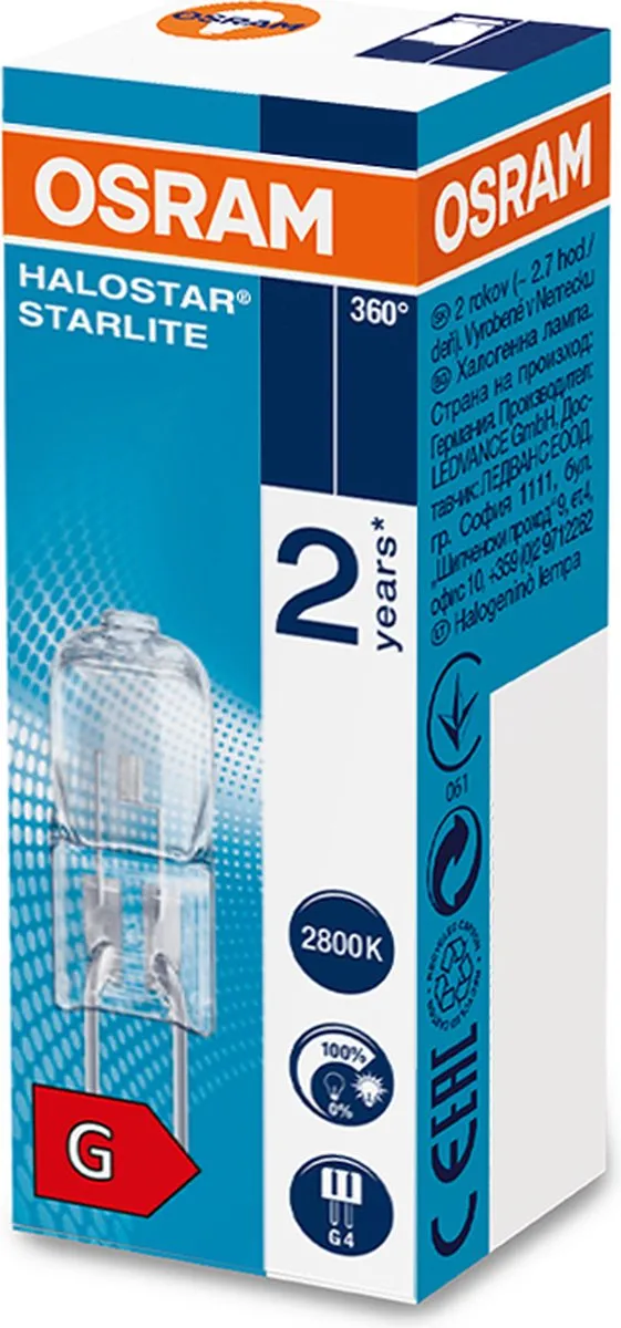 Osram Halostar Starlite G4 Halogeenlamp 5W 2800K - Warm Wit