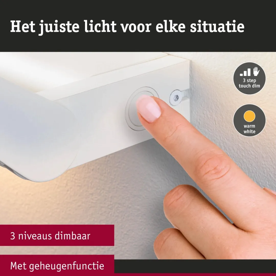 Paulmann LED Wandlamp Stine 3-Step-Dim 13W 2700K - Wit mat