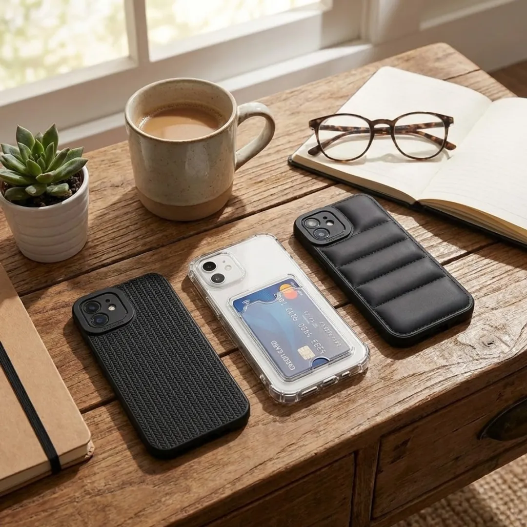 NUVEX iPhone 12 Hoesje Set Grijs/Zwart - Transparant & Gewatteerd