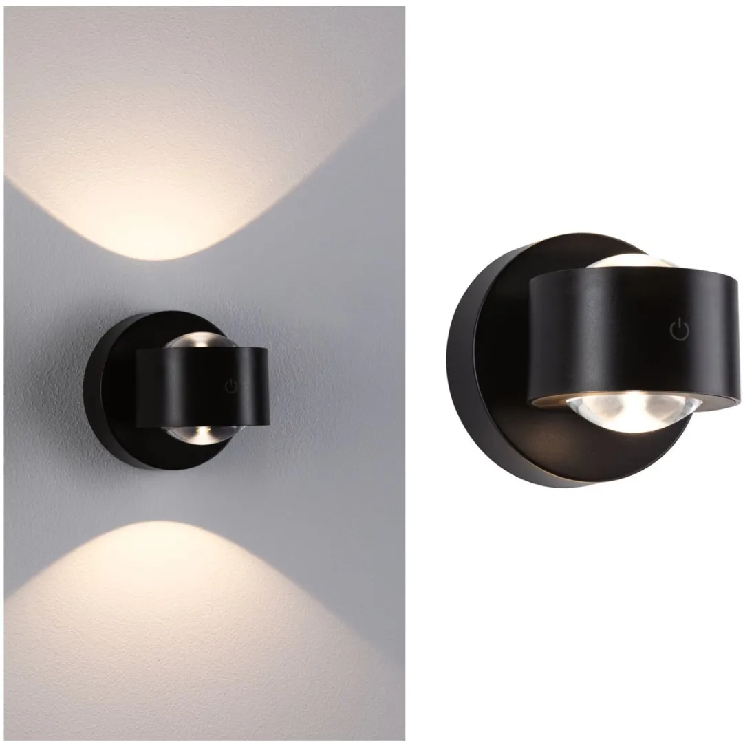 Paulmann Zorik LED Wandlamp op Accu IP44 - 2x1,1W 2700K - Zwart