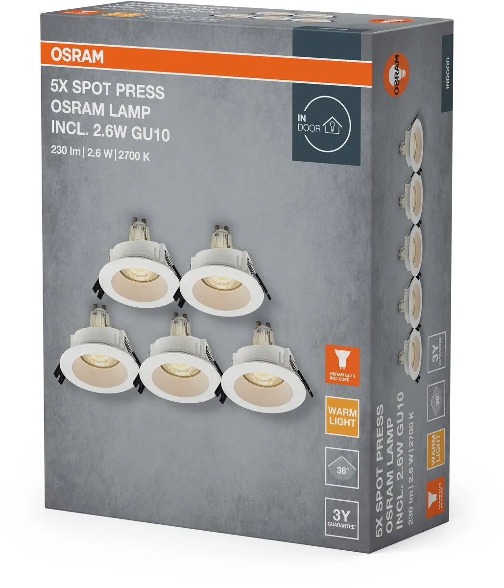 Osram Spot Set GU10 2.6W Warm Wit - 5 Stuks