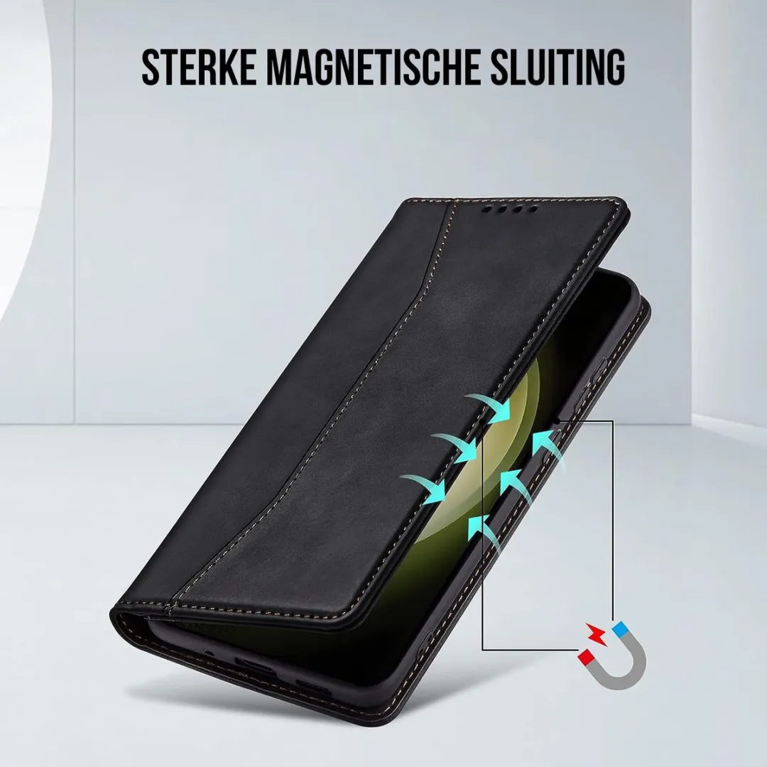 Nuvex Hoesje Samsung Galaxy S23 - Anti-Shock Bookcase - 2 Pasjes - Zwart