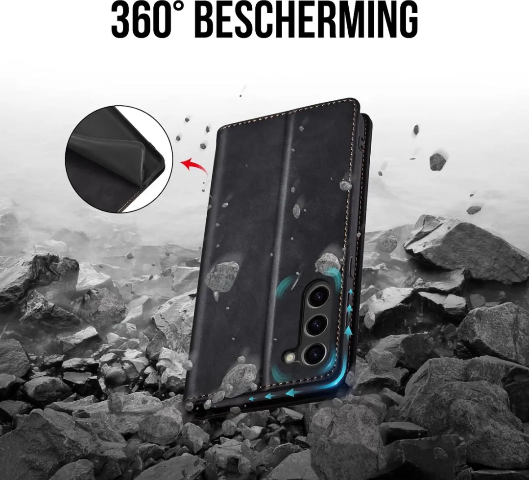 Nuvex Hoesje Samsung Galaxy S23 - Anti-Shock Bookcase - 2 Pasjes - Zwart