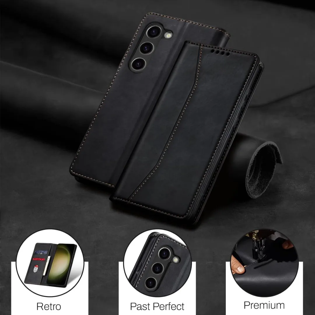 Nuvex Hoesje Samsung Galaxy S23 - Anti-Shock Bookcase - 2 Pasjes - Zwart
