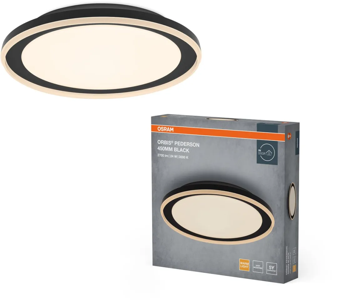 Osram Orbis Pederson LED Plafondlamp 24W - 1450lm - 450mm - Zwart